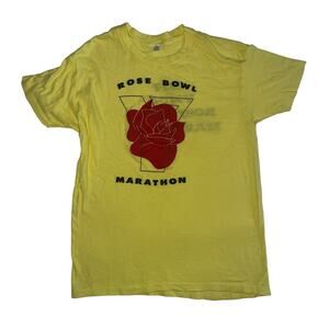 True Vintage 70s YMCA Rose Bowl Marathon 1977 Hanes Yellow Flower T-shirt